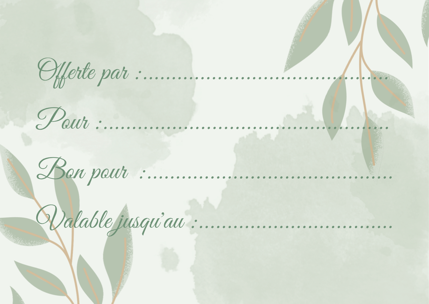 Carte cadeau Odea Head Spa — verso