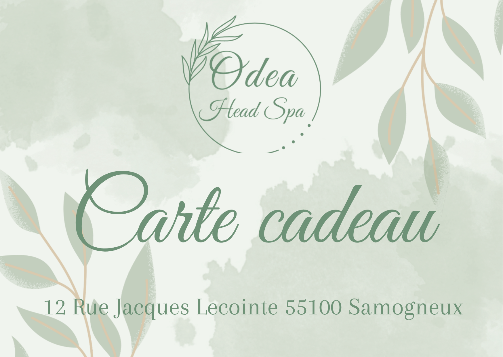 Carte cadeau Odea Head Spa — recto
